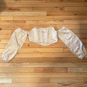 Satin off the shoulder top, corseted crop top